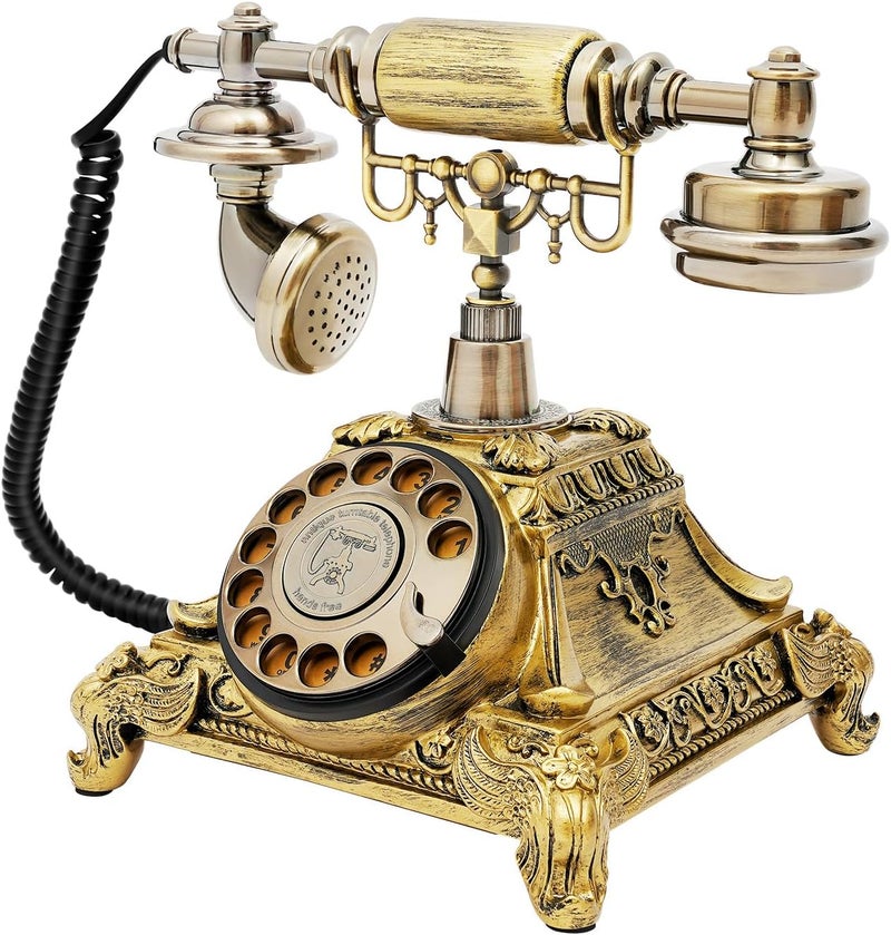 APOUDM Antique Telephone Vintage Rotary Dial Telephone Phone European Style Old Fashioned Rotary Dial Phone Creative Retro Telephones European Rotary Dialing Telephone Decoration - Image 1